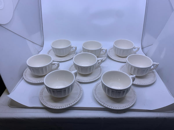 8 ATHENA IRONSTONE CUPS AND SAUCERS.