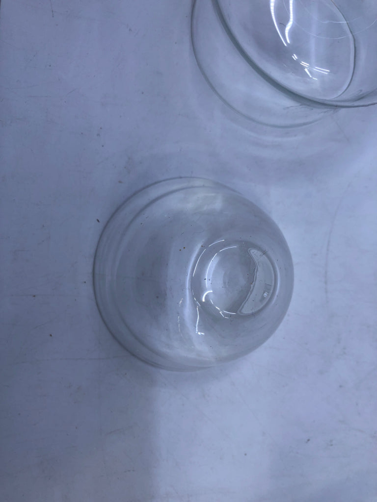 4 CLEAR 2PC SHRIMP COCKTAIL GLASSES.