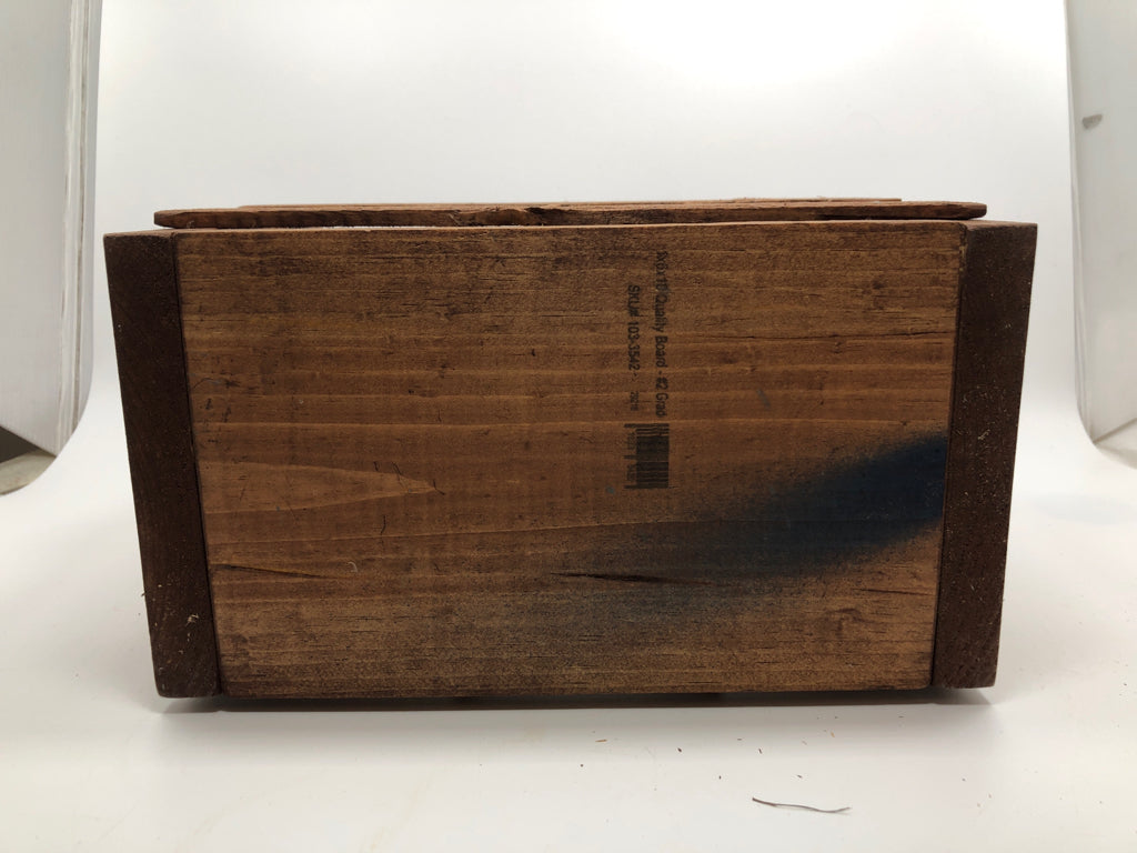 WOOD BOTTLE CRATE W/BOTTLE OPENER.