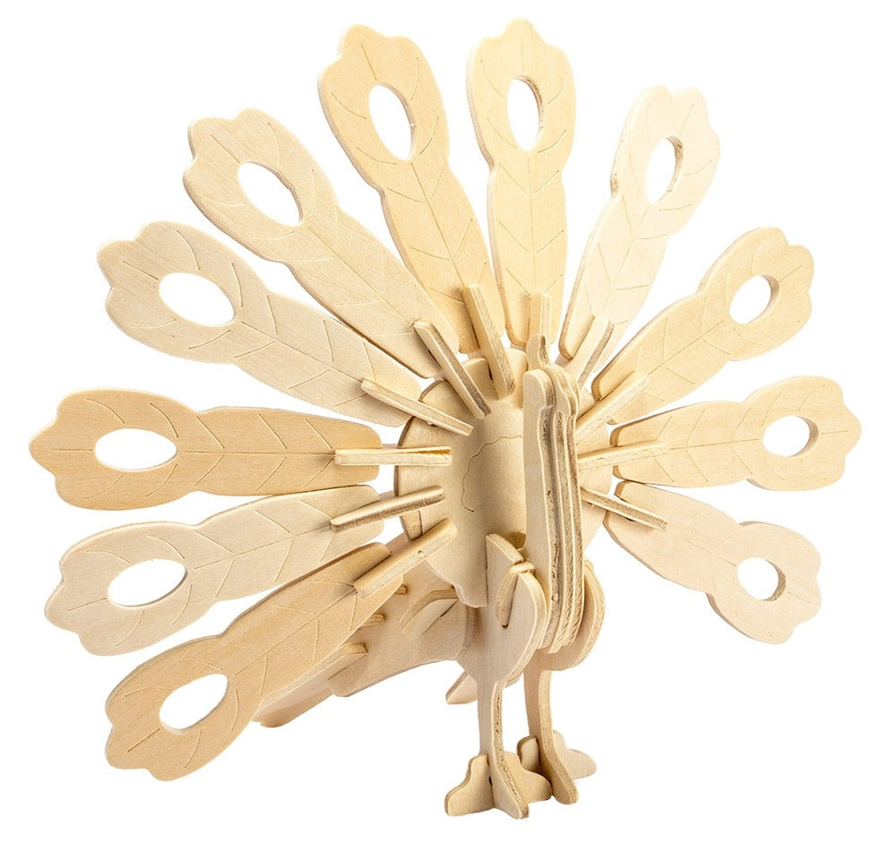 3D Wooden Puzzle - Peacock. 40 Pieces