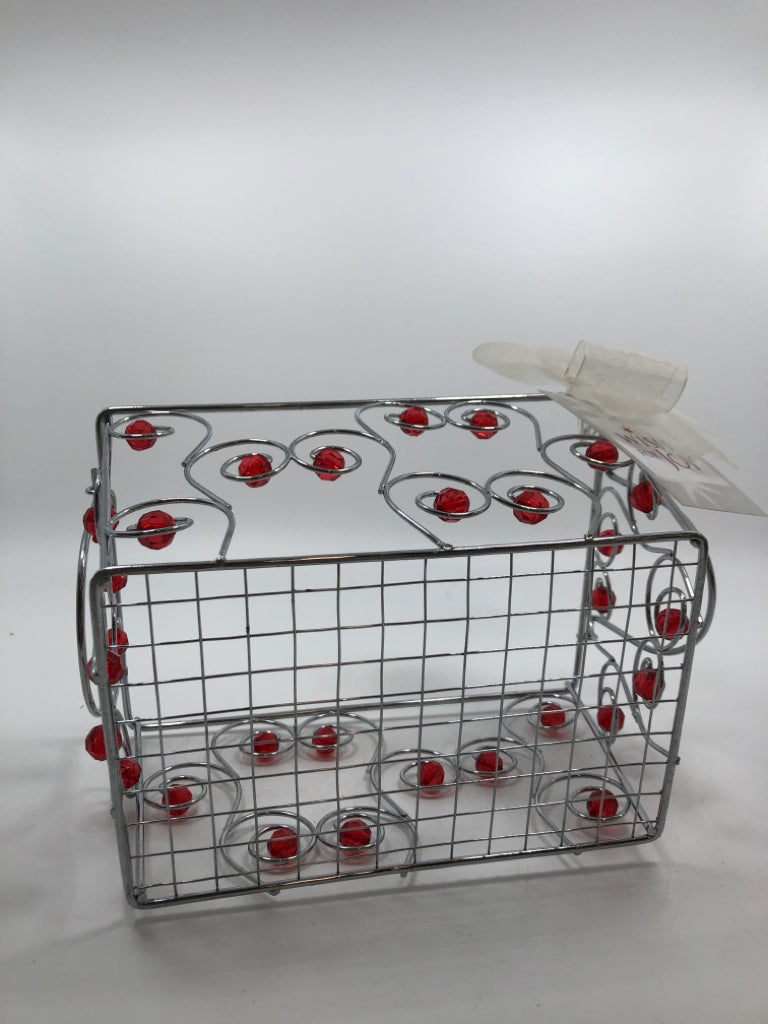 BEADED METAL BASKET.