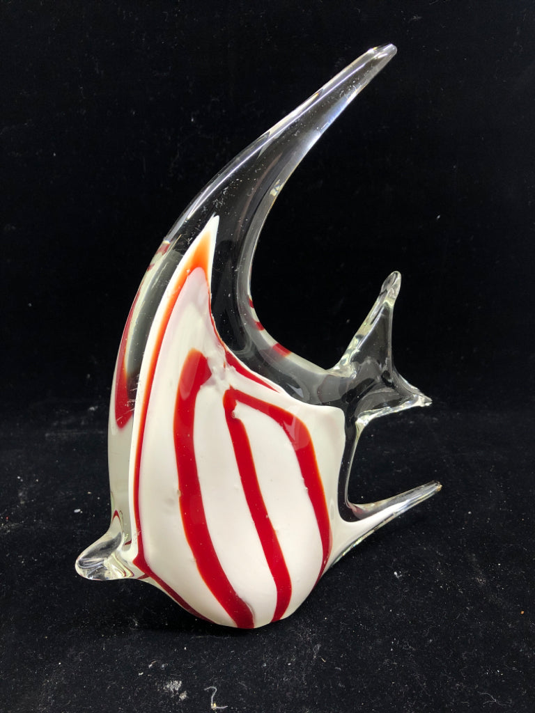 RED AND WHITE GLASS FISH.