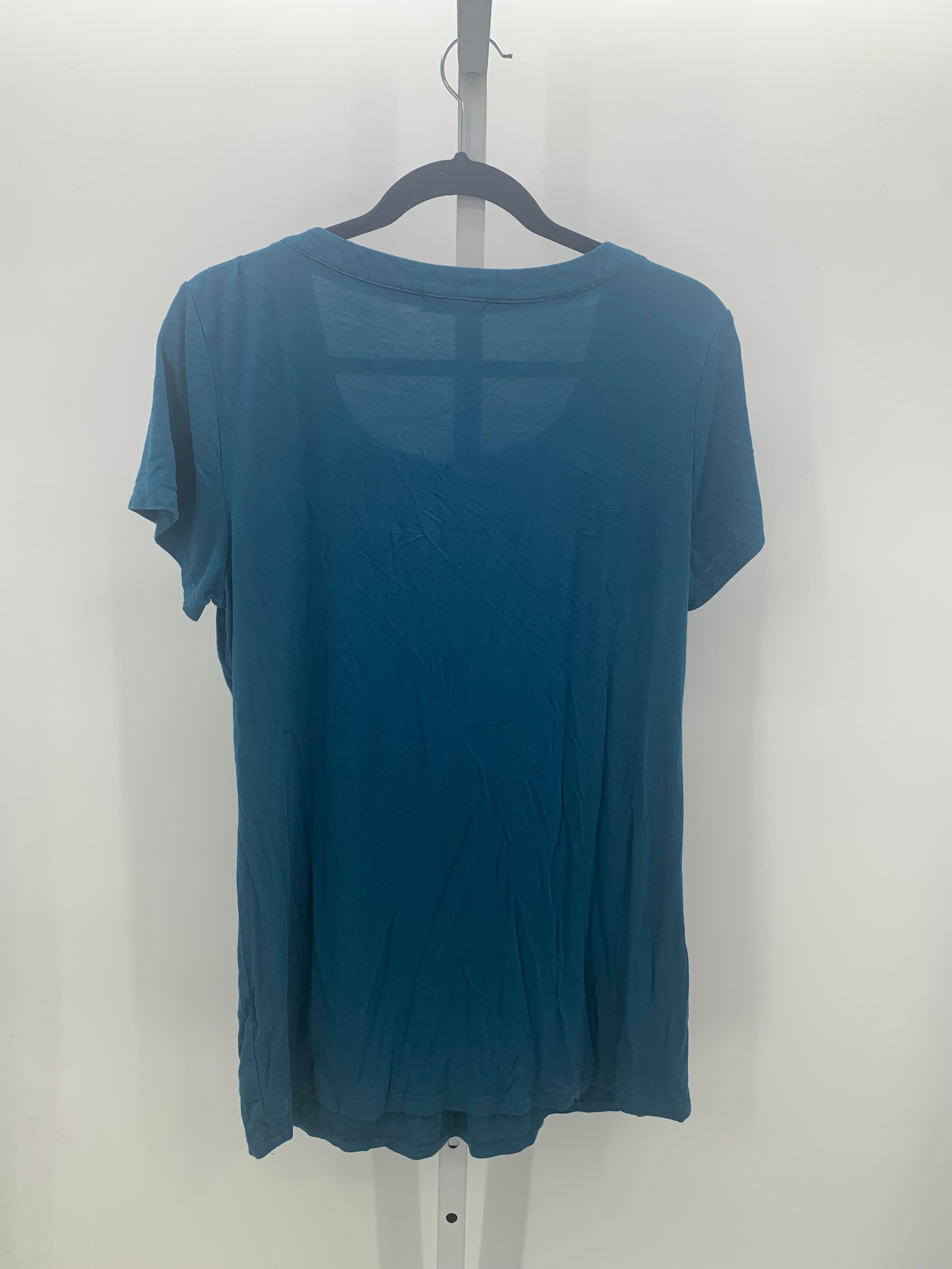 Blue Size Large Maternity Short Sleeve Shirt