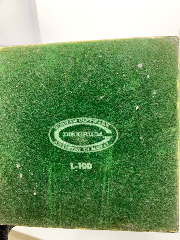 2 TALL SILVER METAL PILLAR CANDLE HOLDERS.