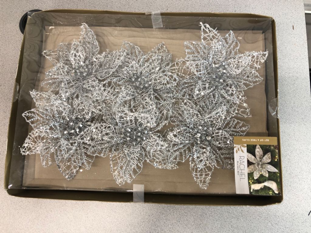 SILVER FLOWER TREE CLIPS - RACHEL RAY IN BOX.