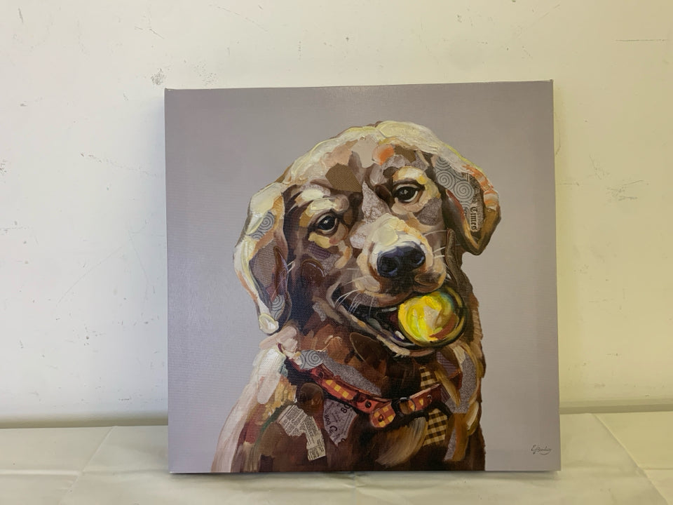 BROWN LAB W/ BALL IN MOUTH CANVAS.