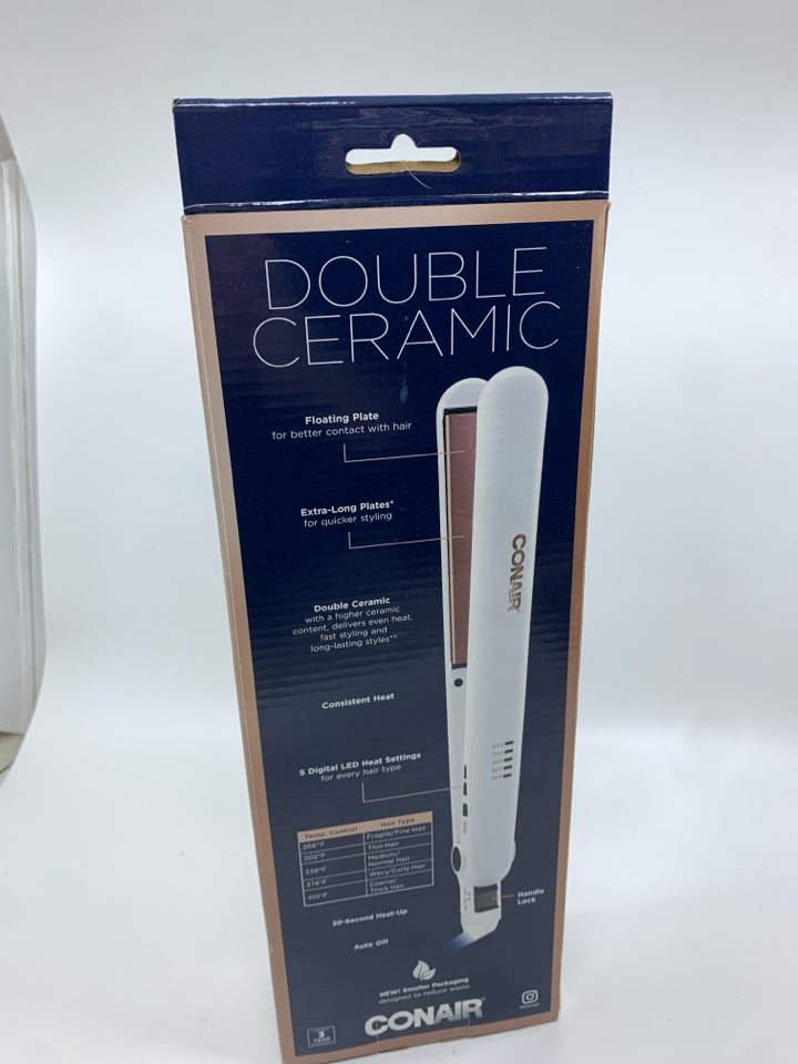 NIB DOUBLE CERAMIC HAIR FLAT IRON.