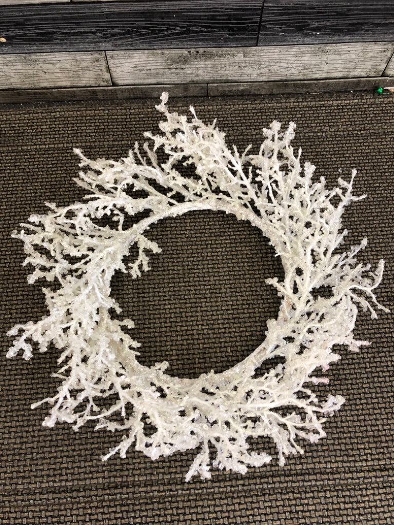 WHITE CRYSTAL WREATH.
