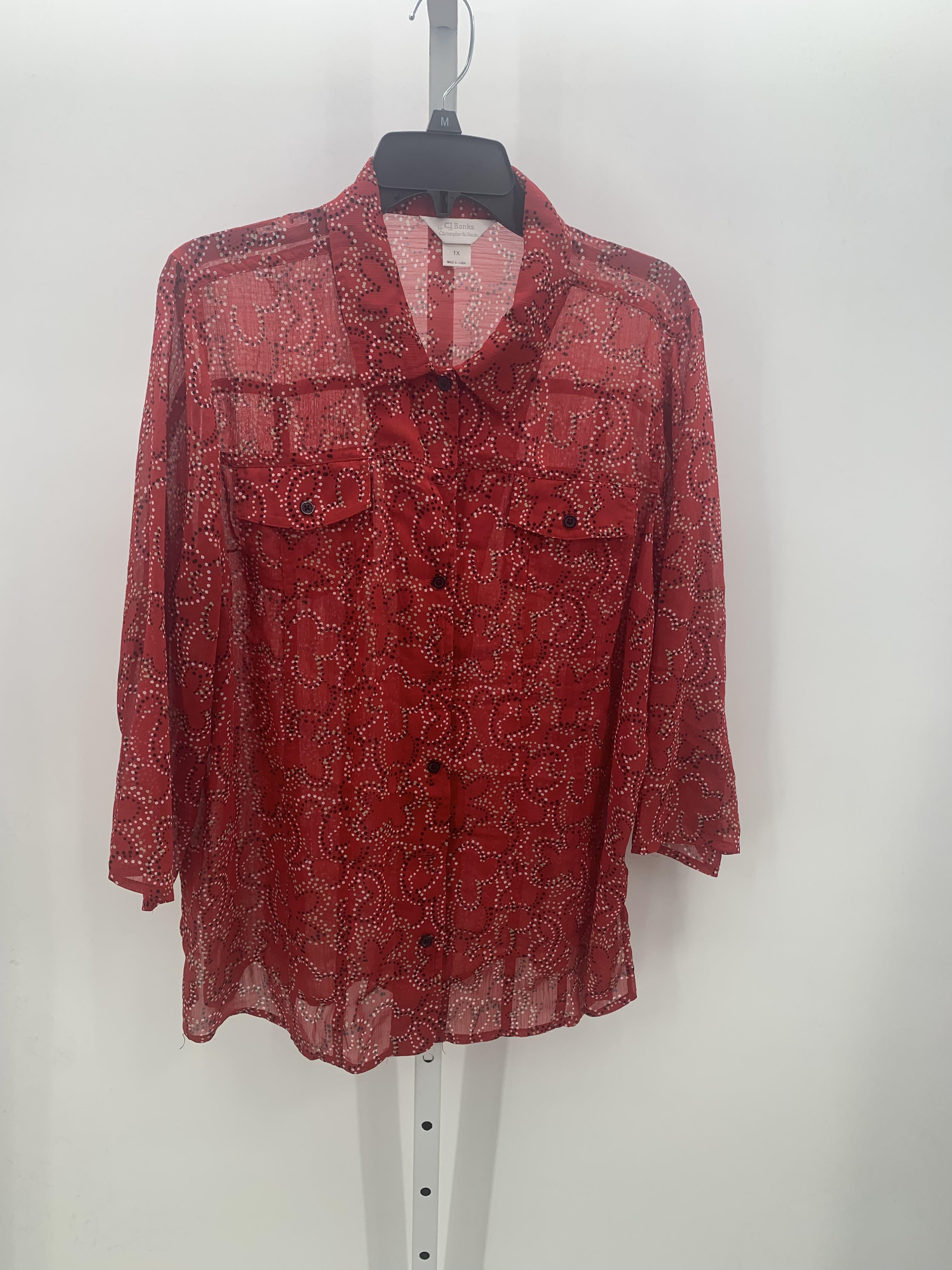 CJ Banks Size 1X Womens 3/4 Sleeve Shirt