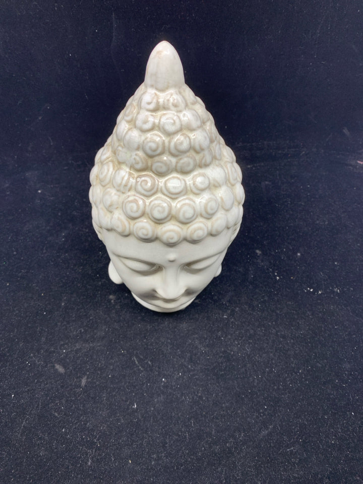 CREAM CRACKLE DESIGN CERAMIC TEXTURED BUDDHA HEAD.