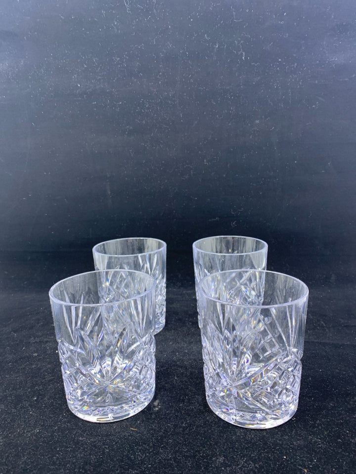 4 SHORT MELAMINE DRINKING GLASSES.