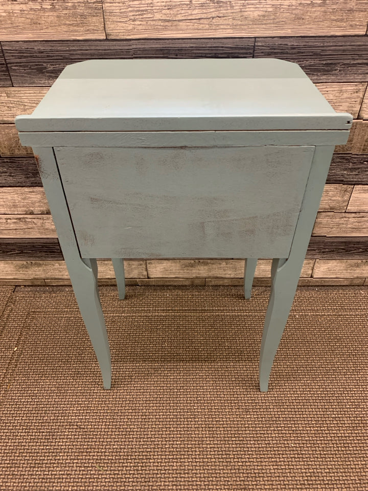 TEAL 2 DRAWER NIGHT STAND.