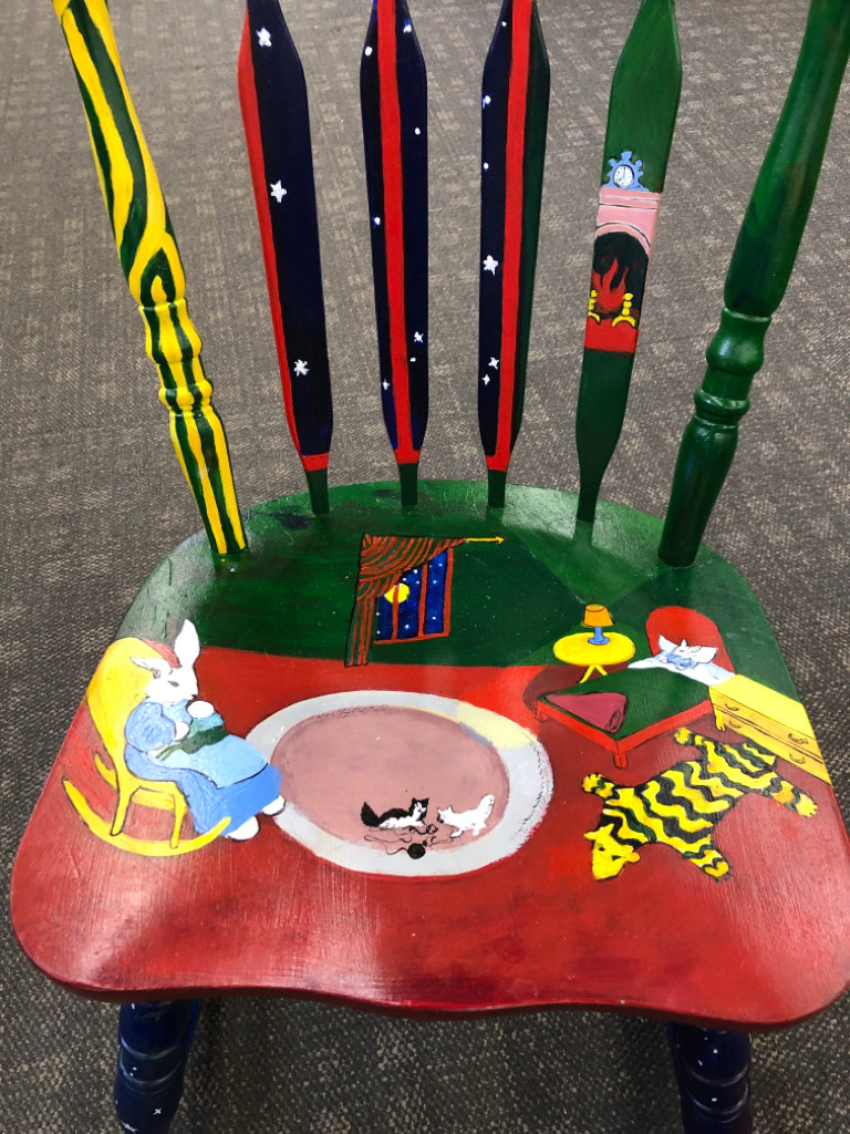 GOODNIGHT MOON STYLE PAINTED ROCKING CHAIR.