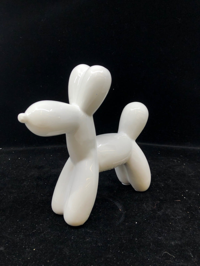 WHITE CERAMIC BALLOON DOG.