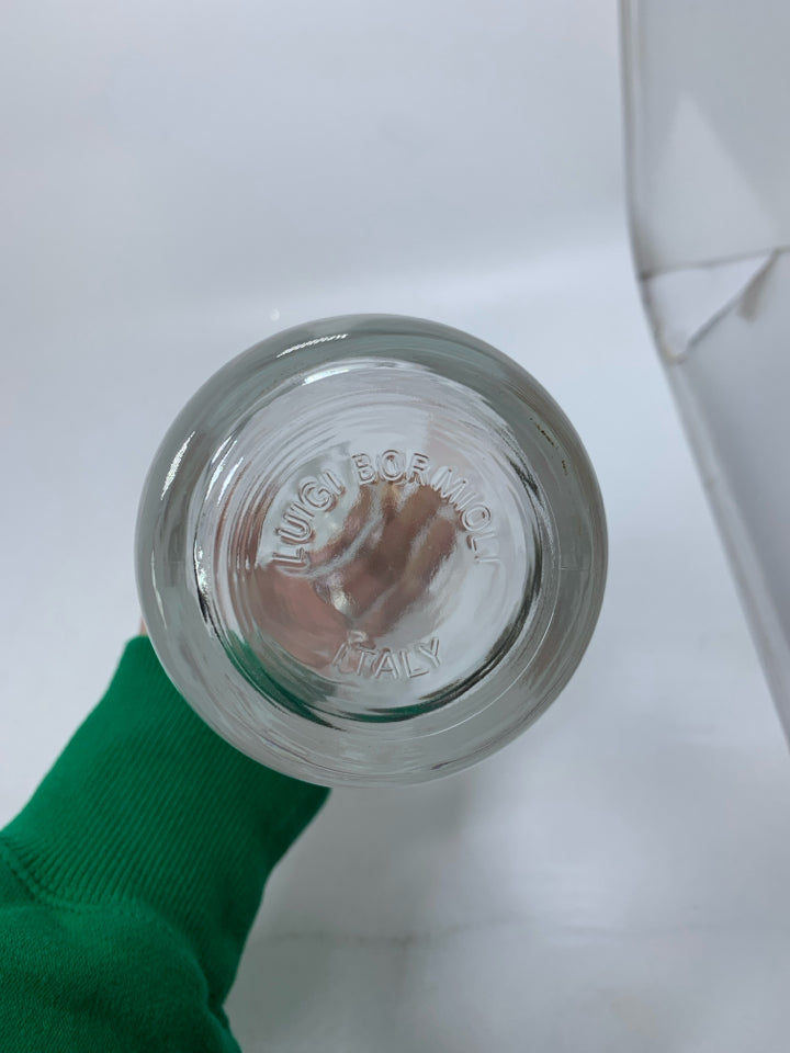 GLASS DECANTER W/ FROSTED WORLD MAP.