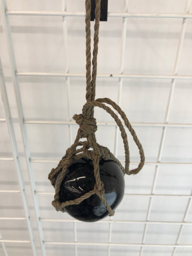 RUSTIC HANGING GLASS SPHERE.