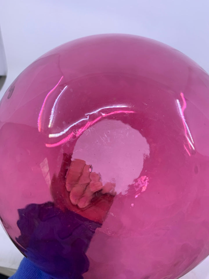 LARGE PINK SPHERE GLASS VASE.