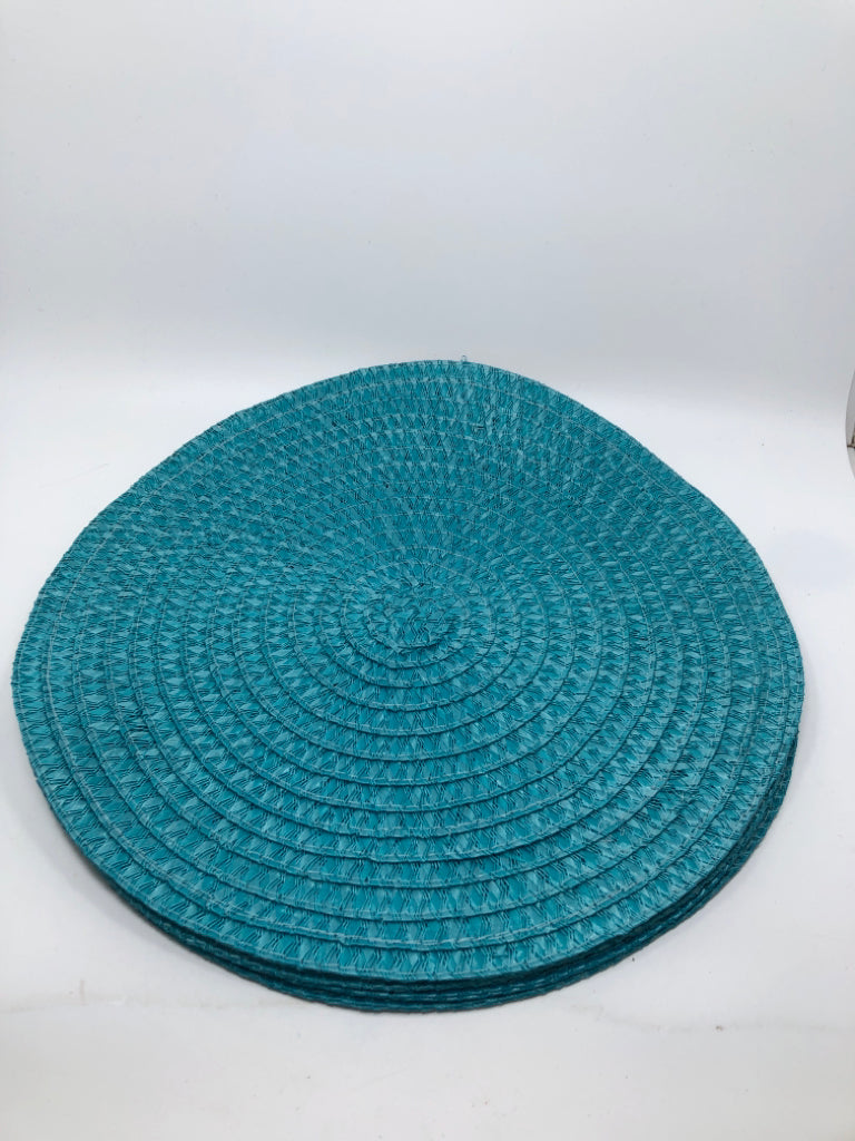 4 TEAL WOVEN PLACEMATS.