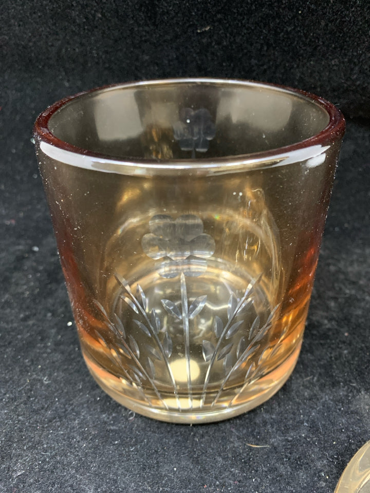 BROWN CLEAR GLASS CANISTER W/ LID.