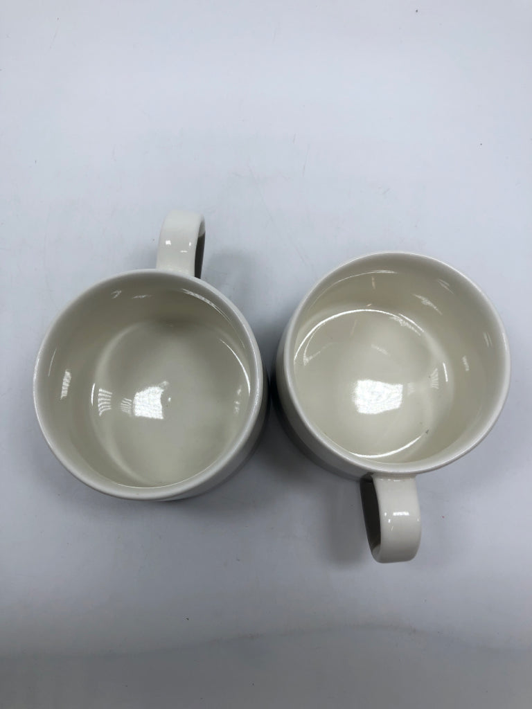 2 WHITE/GREY STARBUCKS MUGS.