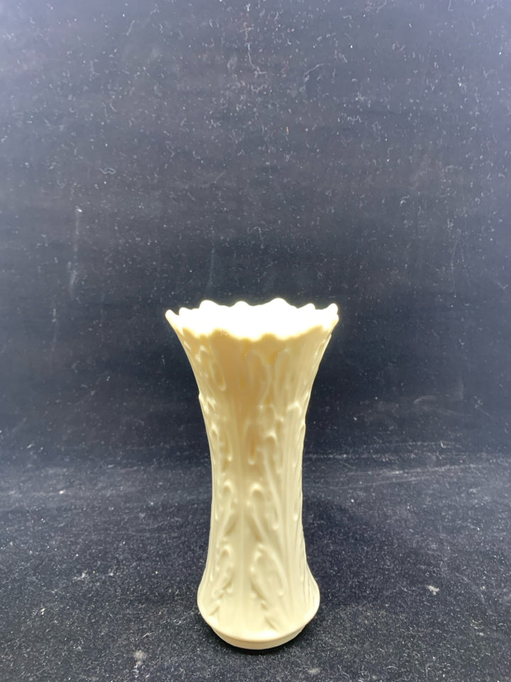 LENOX VASE TEXTURED W/ JAGGED EDGE.