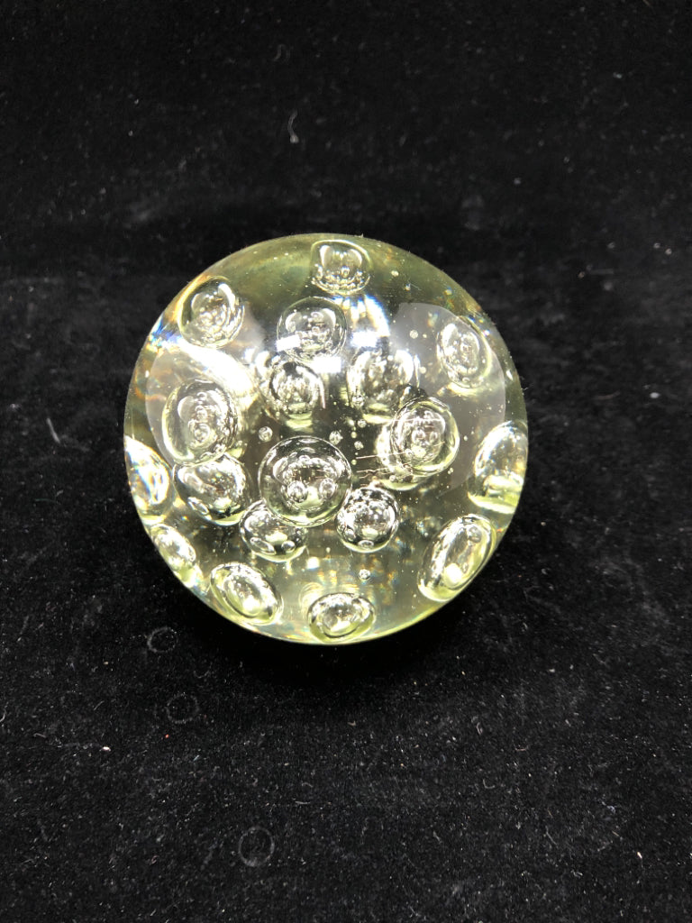 BUBBLE GLASS PAPERWEIGHT.