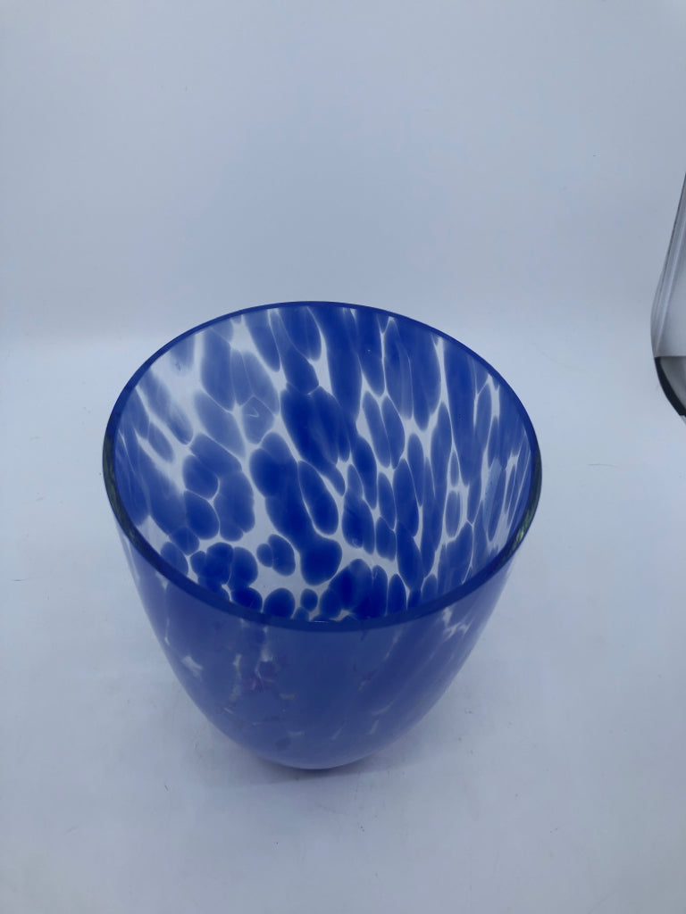 BLUE SPECKLED VASE.