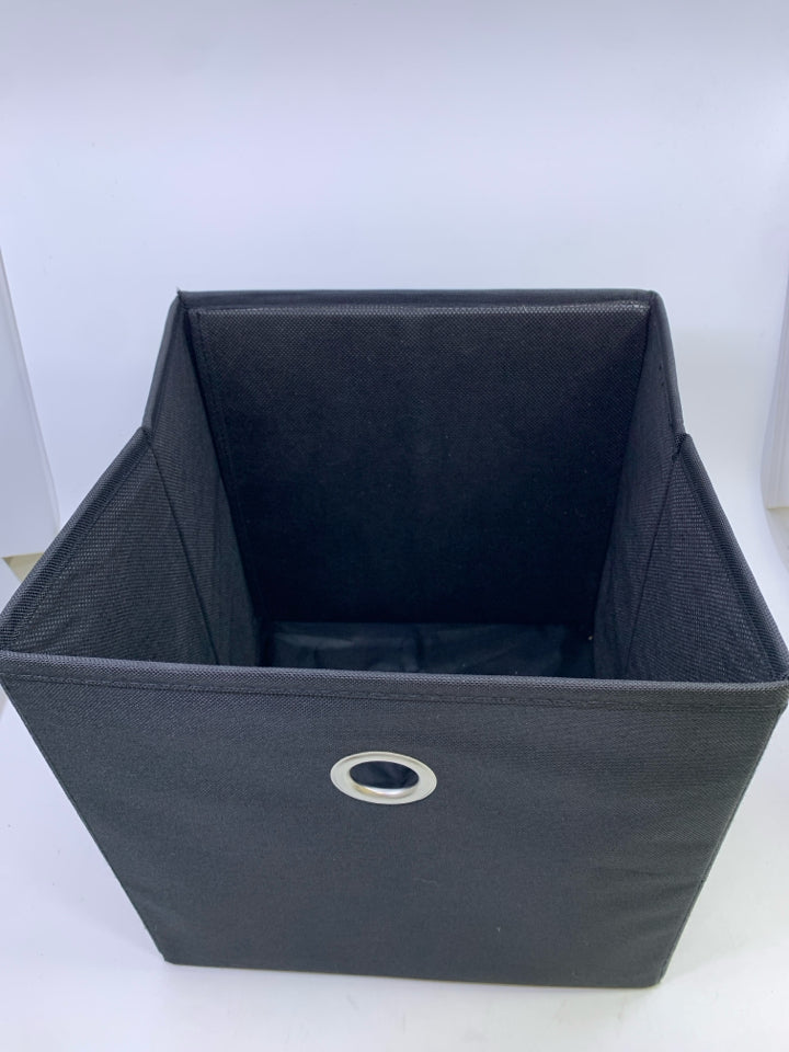 BLACK CANVAS FABRIC STORAGE BIN.