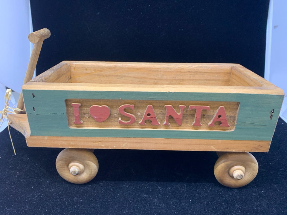 VTG I HEART SANTA DECORATIVE WAGON.
