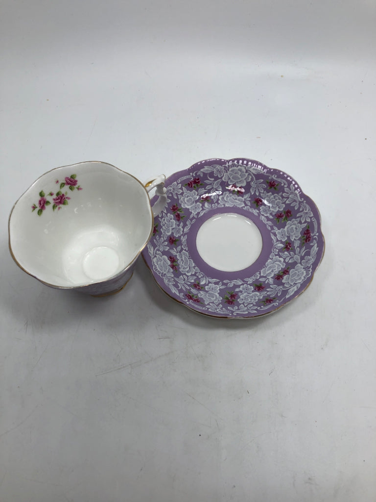 VTG "TRUE LOVE" PURPLE TEACUP/SAUCER.