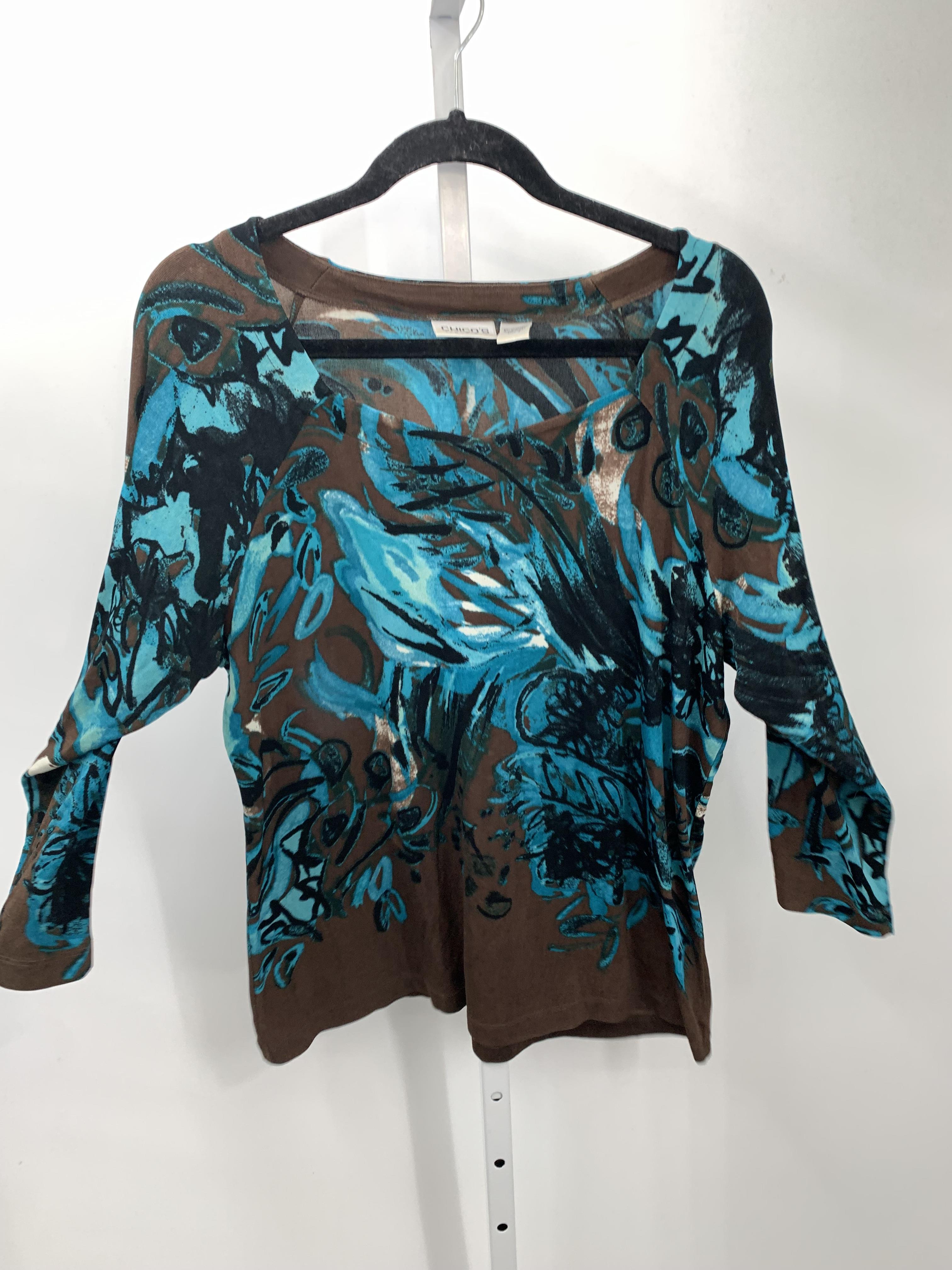 Chico's Size Large Misses 3/4 Sleeve Shirt