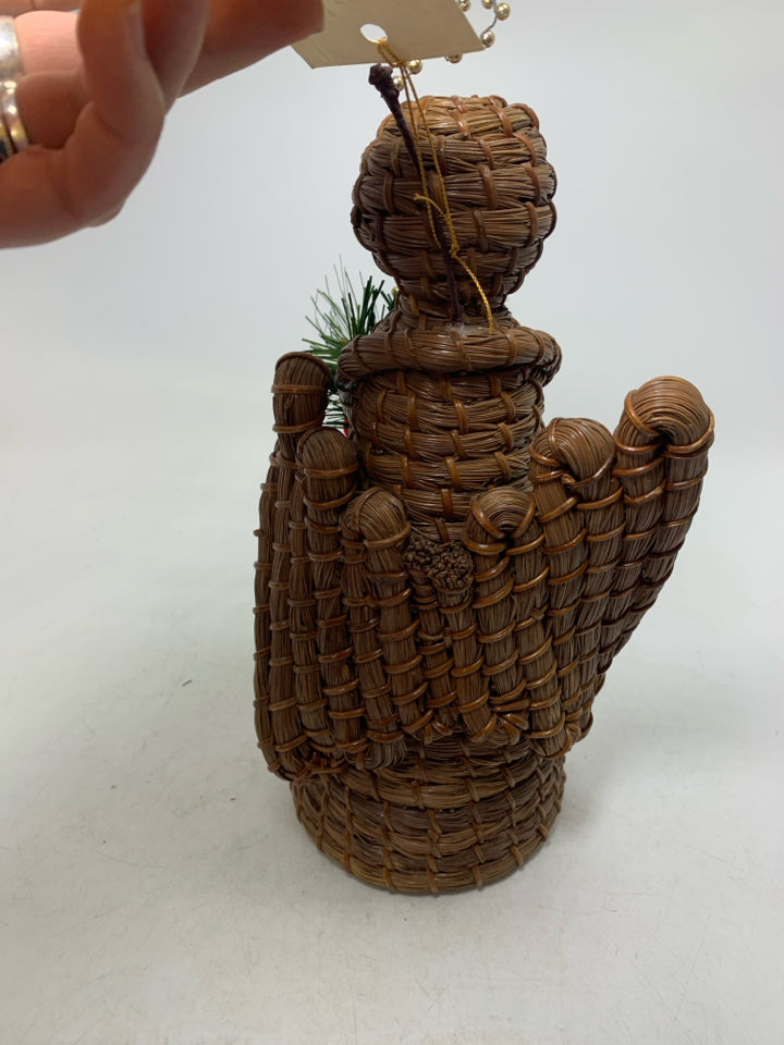 WOVEN BROWN ANGEL TREE TOPPER W/ TAG.
