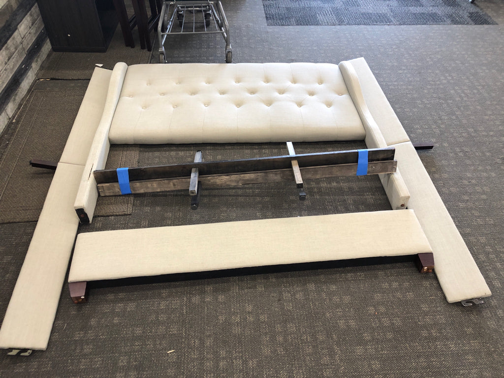 LIGHT GREY TUFTED FABRIC BED FRAME SAFAVIEH.