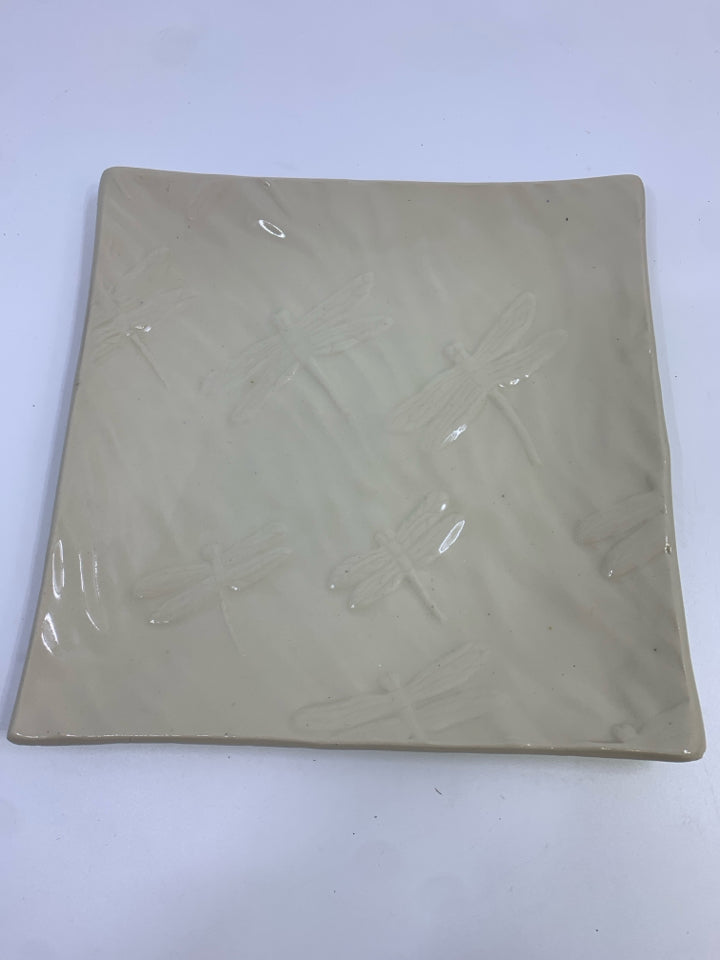 POTTERY EMBOSSED DRAGONFLY APPETIZER PLATE JOAN GRAHAM GOSS.