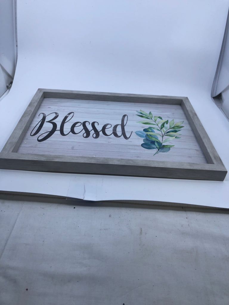 BLESSED GREY WOOD WALL ART.