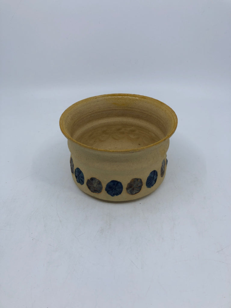 BLUE AND BROWN POTTERY PLANTER/BOWL.