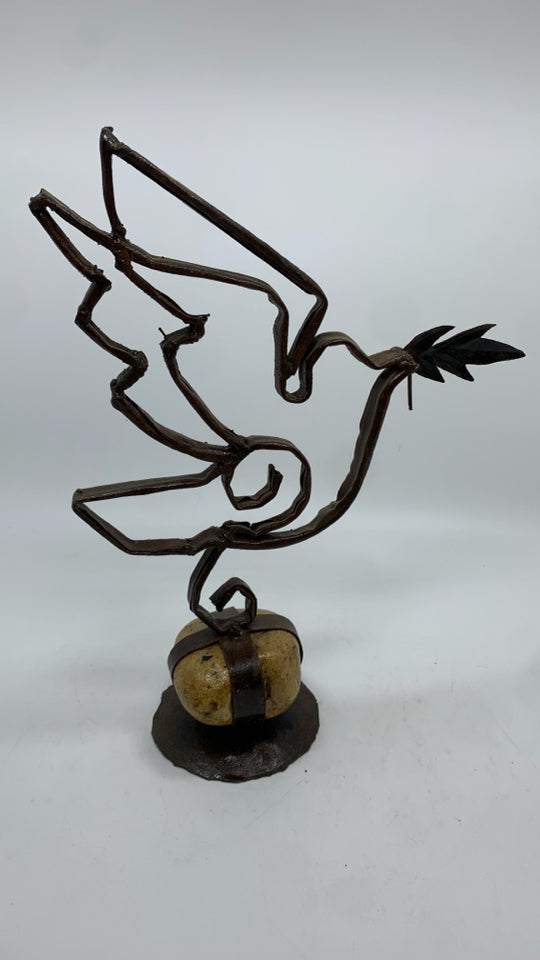 ROCK & BIRD METAL SCULPTURE.