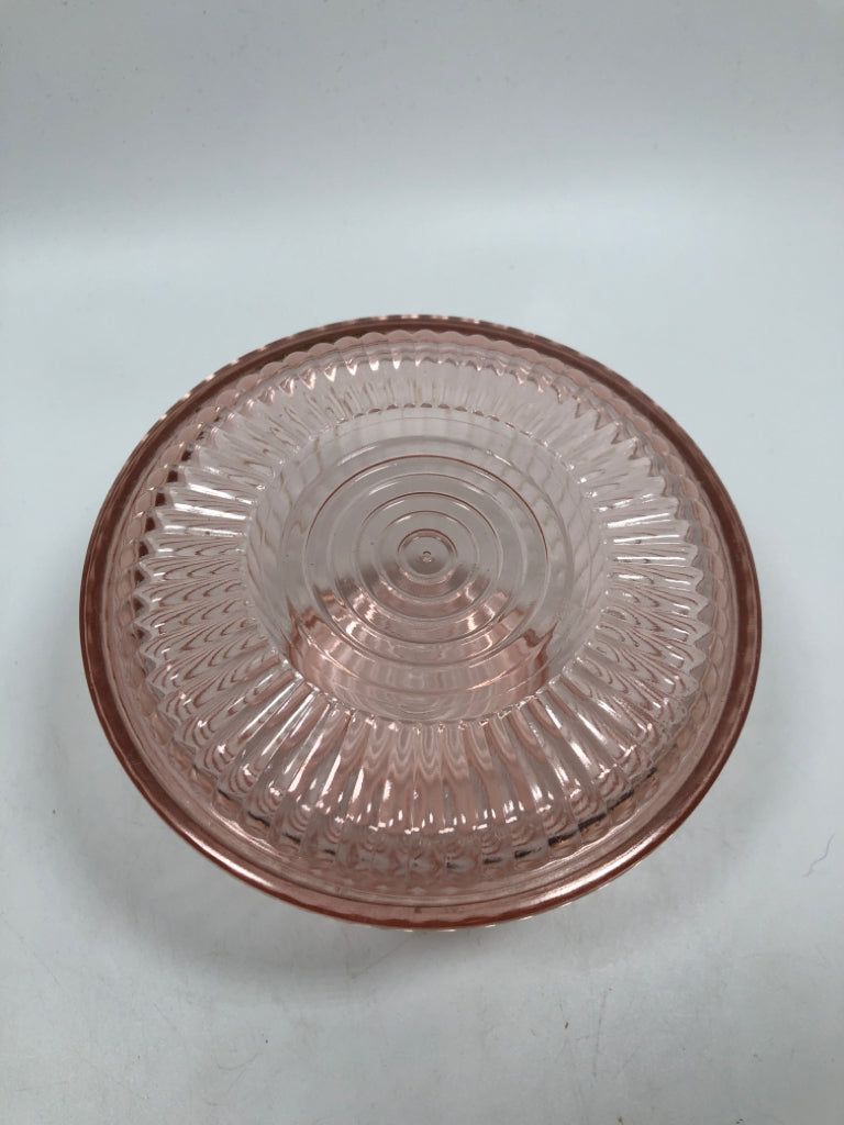 PINK COVERED GLASS BOWL.