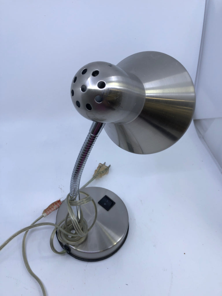 SILVER ADJUSTABLE DESK LAMP.