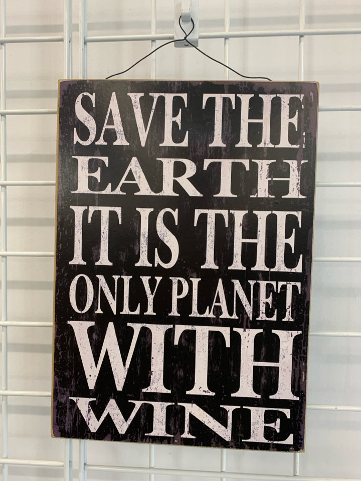 SAVE THE EARTH WINE WALL-HANGING.