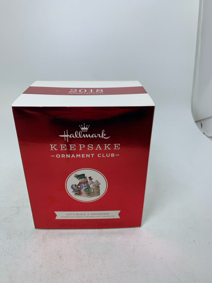 IN BOX LETS BUILD A SNOWMAN HALLMARK ORNAMENT.