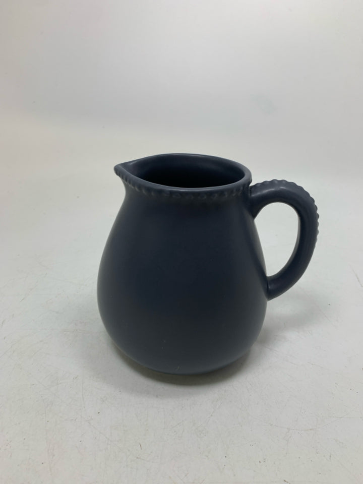 SHOULD DARK BLUE/GREY PITCHER W/ BEADED EDGE.