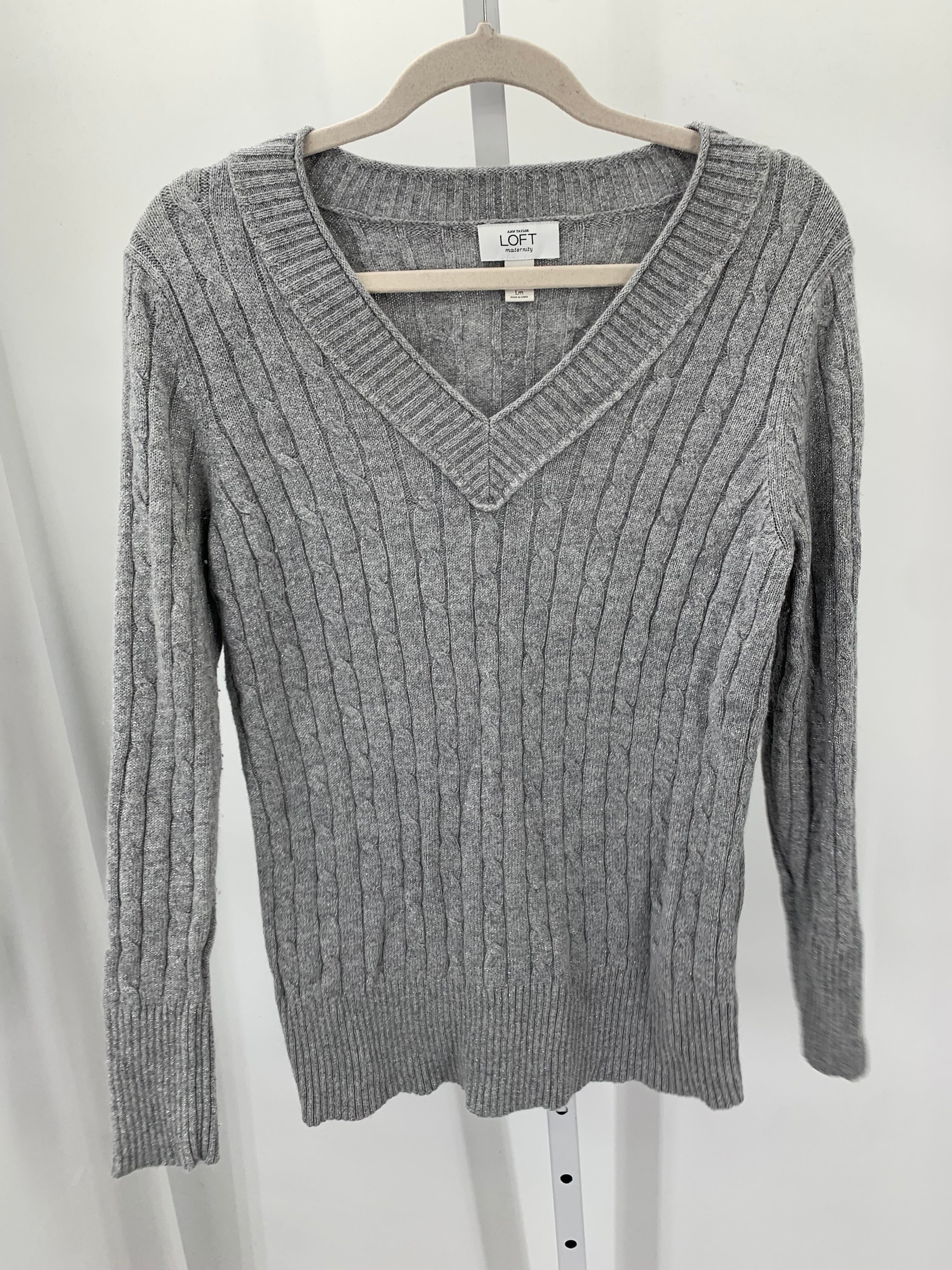 Loft Grey Size Medium Maternity Long Sleeve Sweater