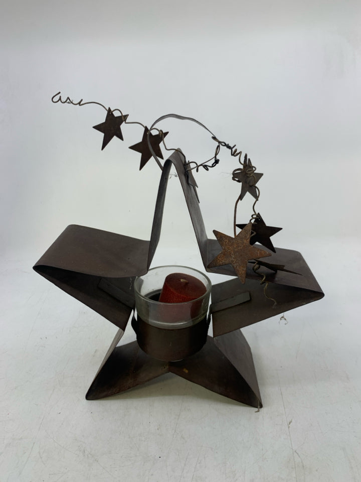 RUSTIC STAR CANDLE HOLDER.