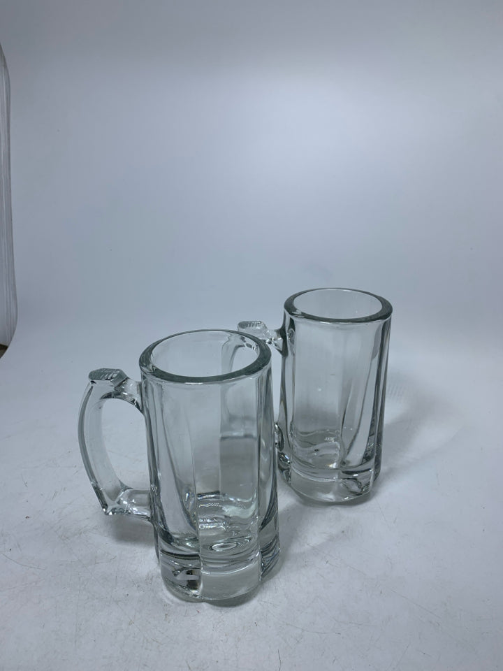 2 HEAVY CLEAR GLASS BEER MUGS.
