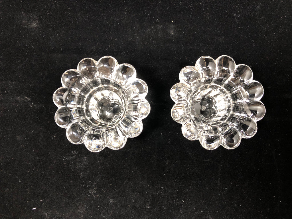 2 ITALIAN GLASS FLOWER SHAPED VOTIVE HOLDERS.