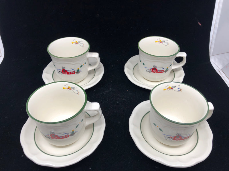 8PC PFALTZGRAFF BARN CUPS AND SAUCER SET.