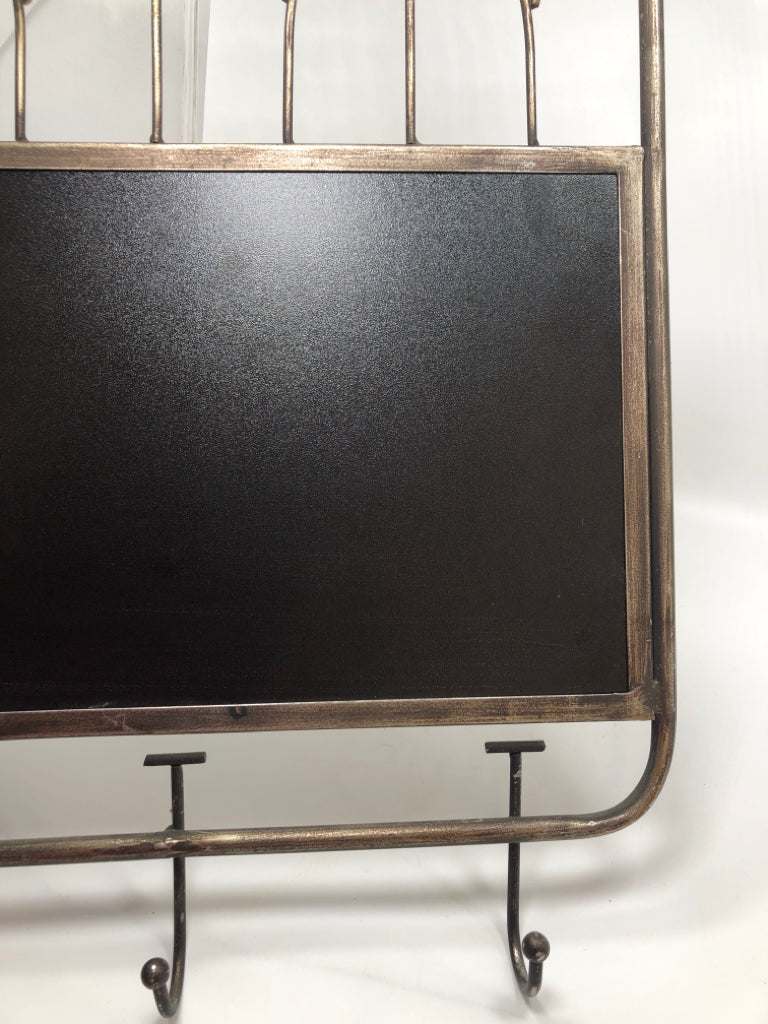RUSTIC METAL WALL HOOKS/CHALK BOARD.