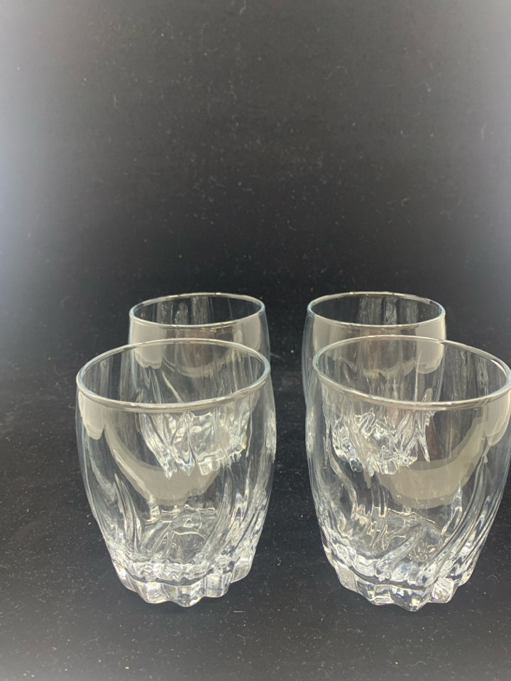 4 CUT GLASS SHORT GLASSES.