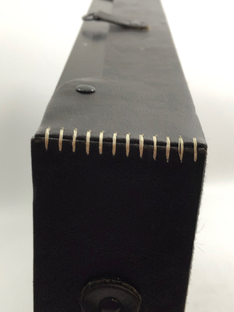 FAUX LEATHER DECORATIVE TRAY W/ HERRINGBONE LINING.
